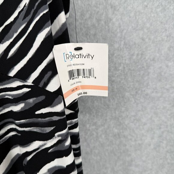 Relativity Womens Stretch Knit Dress Size 2X Animal Print Black Sleeveless NEW - Picture 4 of 11